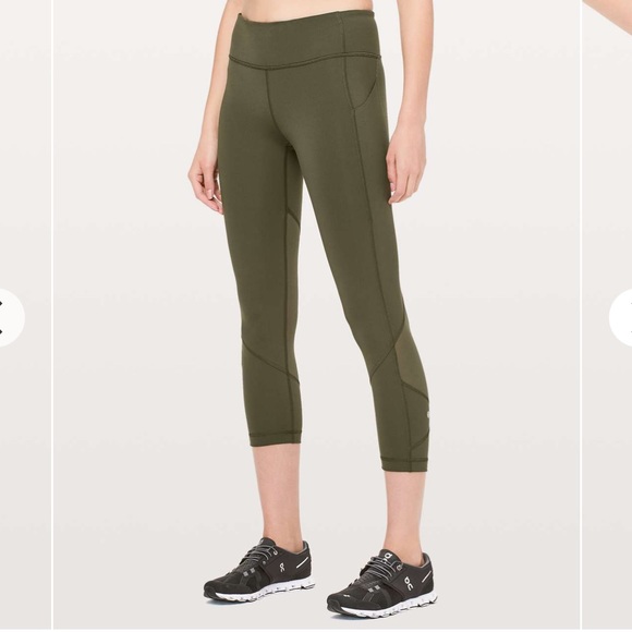 lululemon athletica Pants - Pace rival crop, 22” Mid Rise, Dark Olive, Sz 8